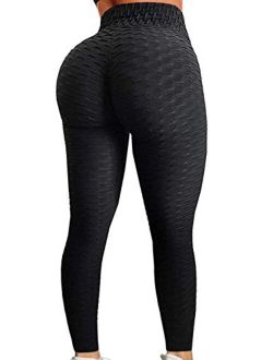 CROSS1946 Ruched Butt Lifting High Waist Textured Yoga Pants Tummy Control Workout Leggings