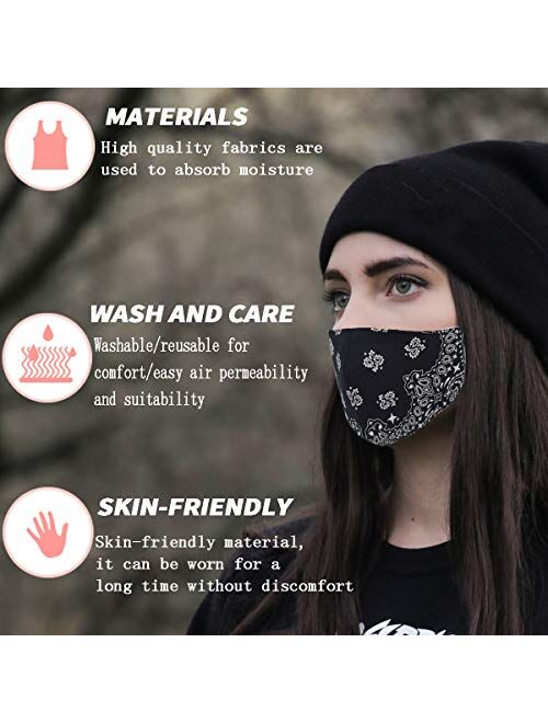 Face Cover Bandana, Soft Cotton Fabric Mask Half Face Protective, Fashion Unisex Paisley Balaclava