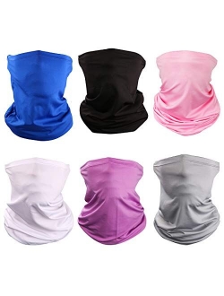 6 Pieces Sun UV Protection Face Mask Neck Gaiter Windproof Scarf Sunscreen Breathable Bandana Balaclava for Sport&Outdoor