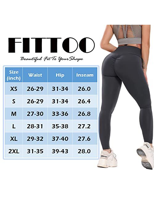 FITTOO Womens Butt Lift Ruched Yoga Pants Sport Pants Workout Leggings Sexy High Waist Trousers Tight Side Pocket