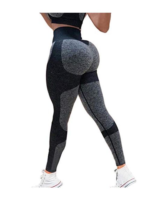 KIWI RATA Women's Workout Seamless Fitness Yoga High Waist Tummy Control Compression Leggings Butt Lift Active Tights Stretch Pants