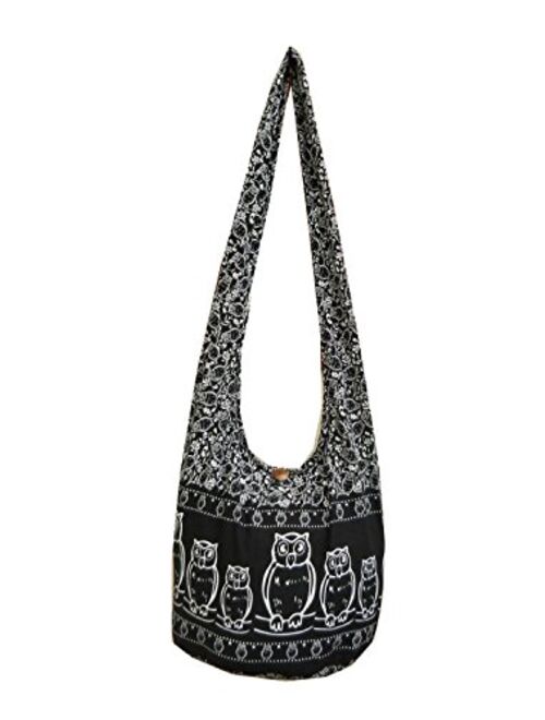 BTP! Owl Hippie Boho Sling Cross body Bag Shoulder Messenger Purse Large