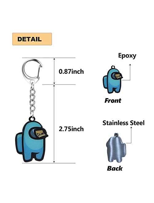 8Pcs Stainless Steel Among Us Keychains Imposter Game Character Keyrings Key Pendant Decor Cute Toys Fans Gifts