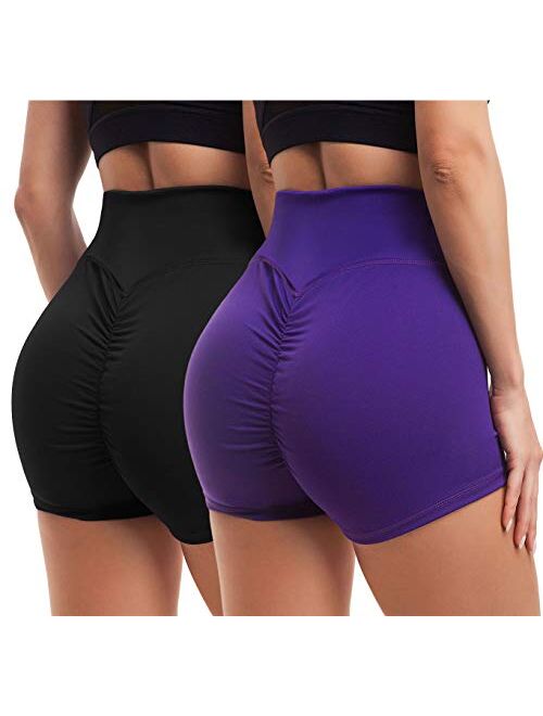 Women Yoga Shorts Ruched Booty High Waisted Gym Workout Shorts Butt Lifting Hot Pants