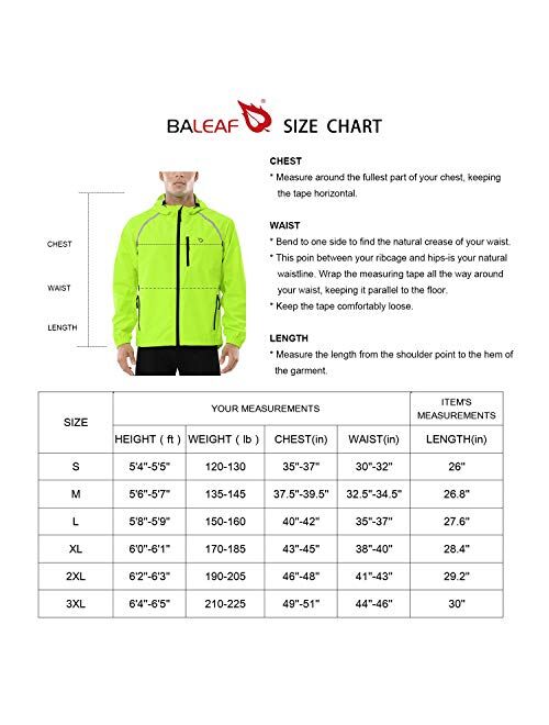BALEAF Men's Cycling Running Jacket Waterproof Reflective Lightweight Windbreaker Windproof Bike Jacket Hooded Packable