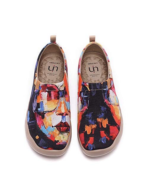 UIN Flats Canvas Casual Walking Lightweight Slip Ons Colorful Sneakers