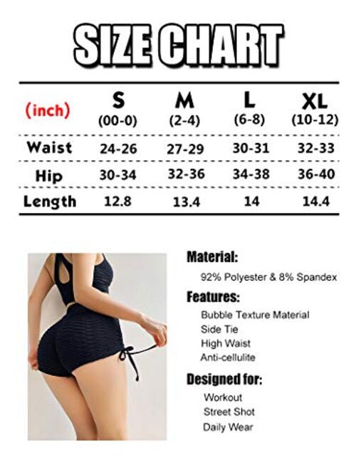 Denishark Sports Booty Shorts for Women High Waisted Bubble Textured Scrunch Butt Lifting Gym Workout Hot Pants