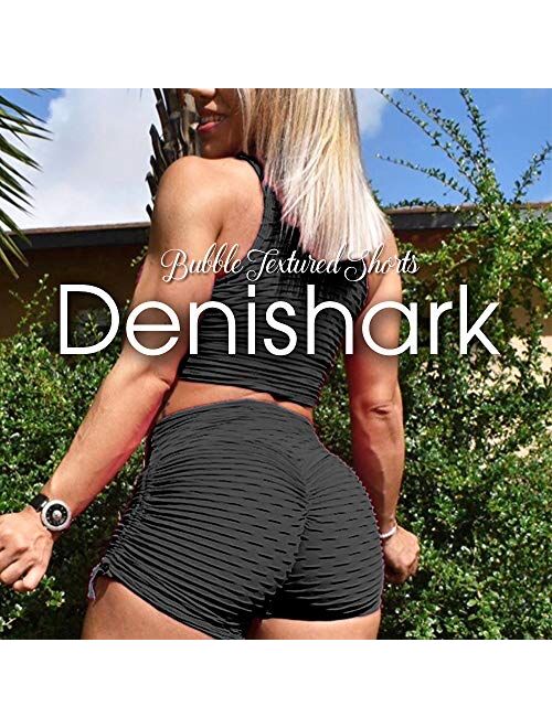 Denishark Sports Booty Shorts for Women High Waisted Bubble Textured Scrunch Butt Lifting Gym Workout Hot Pants
