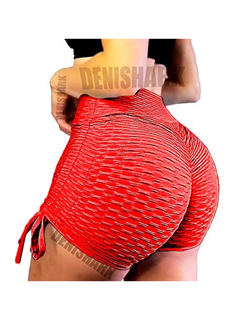 DENISHARK Sports Booty Shorts for Women High Waisted Bubble Textured Scrunch Butt Lifting Gym Workout Hot Pants 