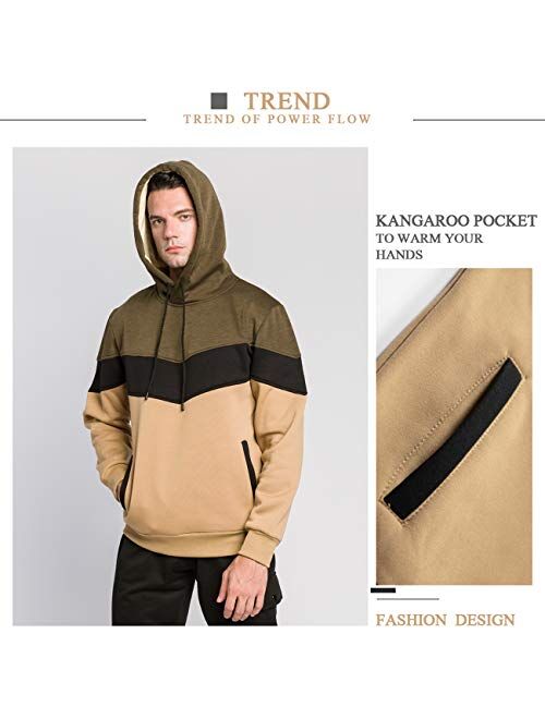 COOFANDY Mens Novelty Hoodies Pullover Color Block Fleece Long Sleeve Drawstring Sweatshirts with Pockets 