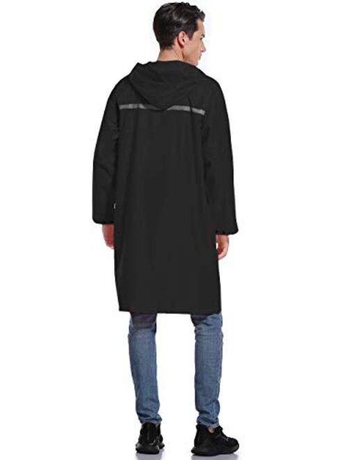 Mens Long Hooded Safety Rain Jacket Waterproof Emergency Raincoat Poncho