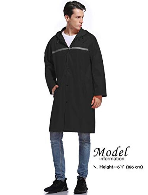 Mens Long Hooded Safety Rain Jacket Waterproof Emergency Raincoat Poncho