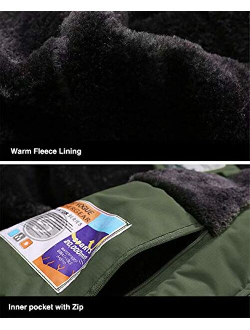 MAGCOMSEN Men's Winter Coats Waterproof Ski Snow Jacket Warm Fleece Jacket Parka Raincoats With Multi-Pockets