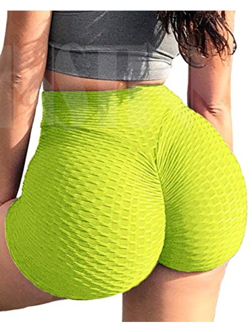 INSTINNCT Womens Yoga Shorts Ruched Butt Lifting Sport Running Elastic High Waist Hot Pants 