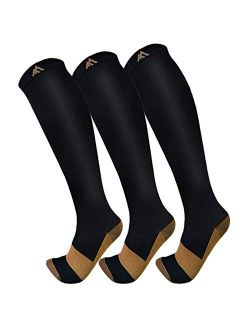 3 Pack Copper Compression Socks - Compression Socks Women & Men - Best for Medical,Circulation,Running,Athletic