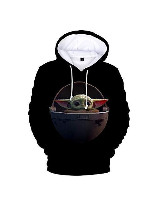 ForeverShine JNFCO Baby Yoda 3D Printed Long Sleeve Hoodies,Men and Women Pullover Sweatshirt with Pocket