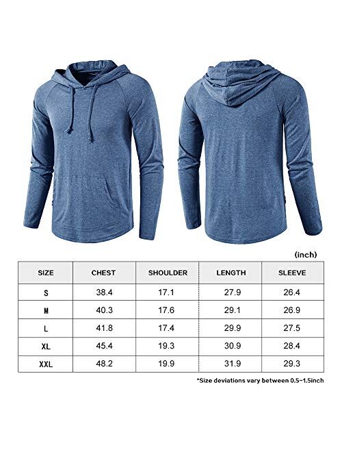 SIR7 Men's Gym Workout Active Long Sleeve Pullover Lightweight Hoodie Casual Hooded Sweatshirts