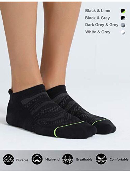 CelerSport 6 Pack Men's Running Ankle Socks with Cushion, Low Cut Athletic Tab Socks