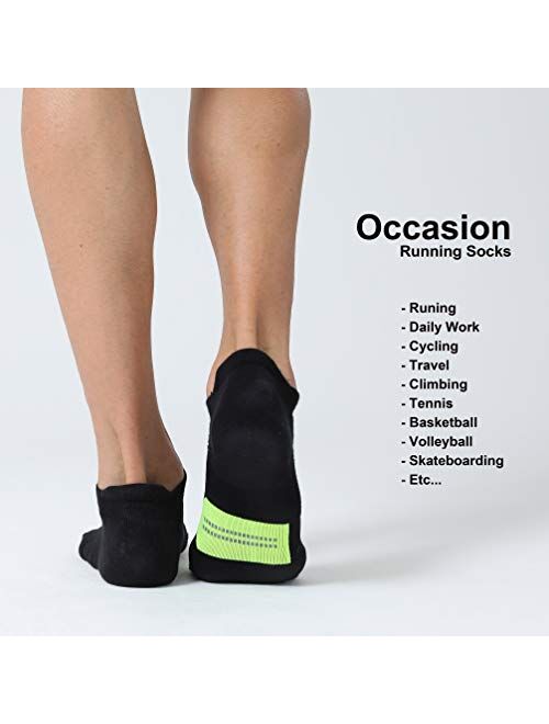 CelerSport 6 Pack Men's Running Ankle Socks with Cushion, Low Cut Athletic Tab Socks