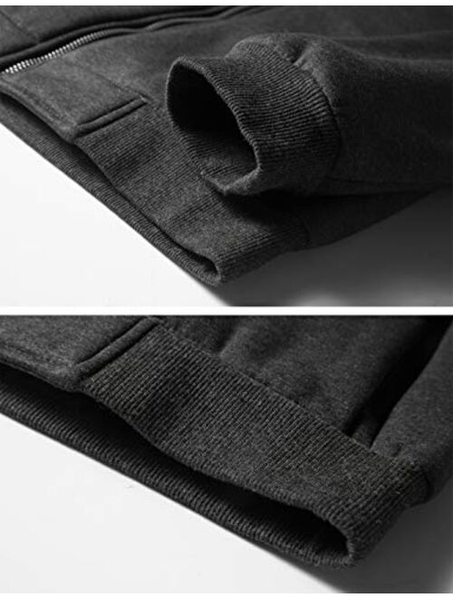 Gihuo Men's Winter Sherpa Lined Hoodie Zip Up Sweatshirt Warm Jacket