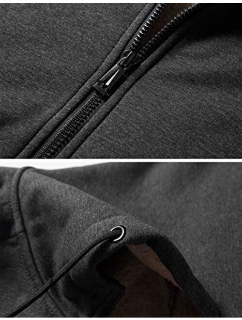 Gihuo Men's Winter Sherpa Lined Hoodie Zip Up Sweatshirt Warm Jacket