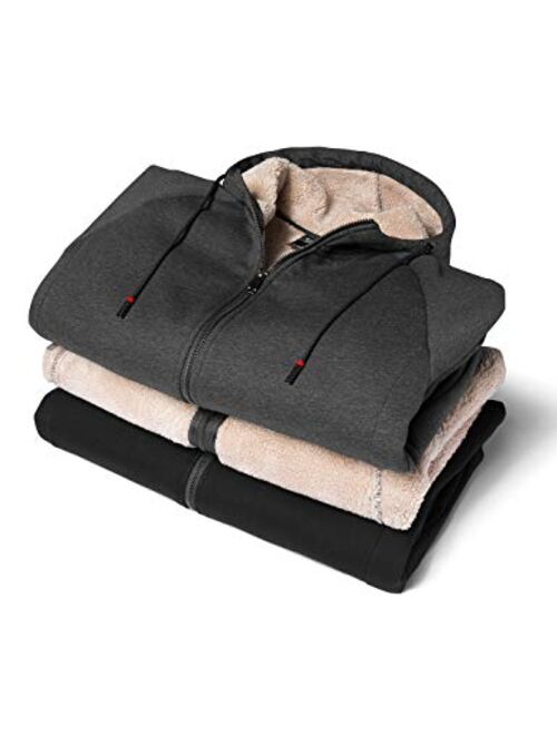 Gihuo Men's Winter Sherpa Lined Hoodie Zip Up Sweatshirt Warm Jacket