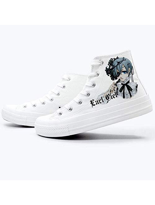 Black Butler Kuroshitsuji Anime Ciel and Sebastian Cosplay Shoes Canvas Shoes Sneakers White and Black