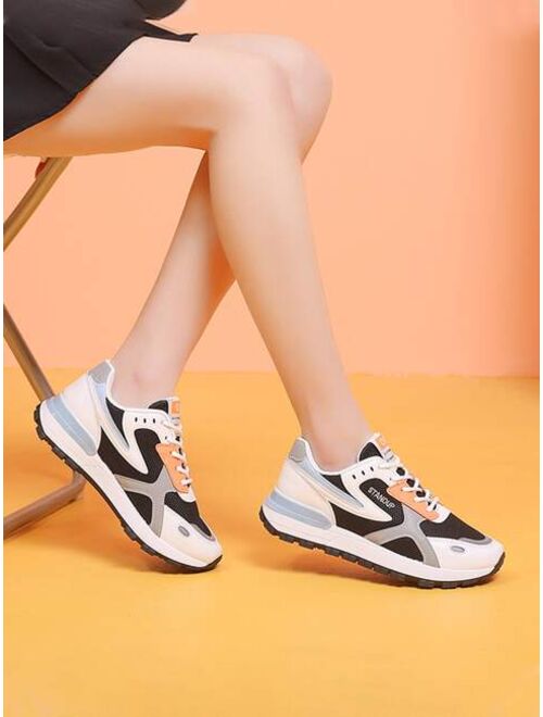 Shein Mesh Lace Up Low Ankle Colorful Chunkky Sneakers