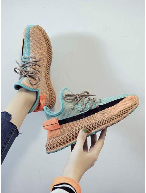 Shein Lace-up Front Wide Fit Colorful Sneakers