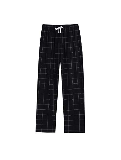 Soft Lounge Pajama Pants with Big Pockets for Men Plaid Pj Bottoms Vulcanodon Mens Cotton Woven Pajama Pants