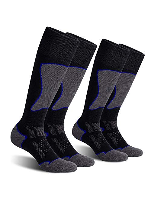CelerSport 2 Pack Men's Ski Socks for Skiing, Snowboarding, Cold Weather, Winter Performance Socks