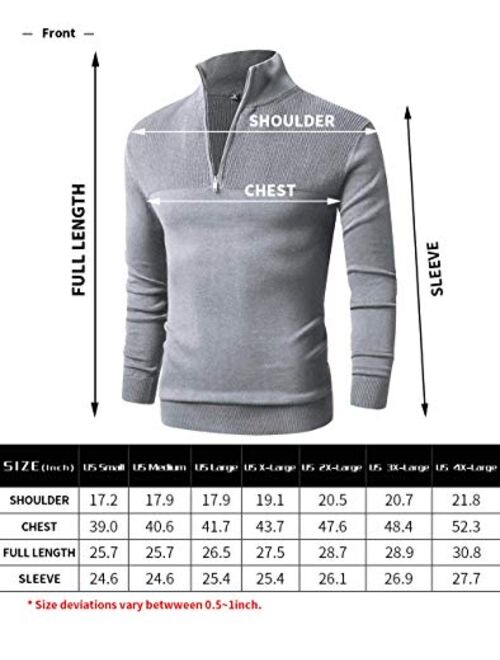 LTIFONE Men Sweater,Slim Zipper,Polo Sweater Casual Long Sleeve and Pullover with Ribbing Edge