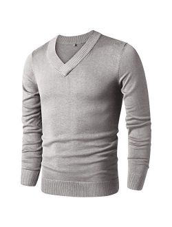 LTIFONE Sweaters for Men,V Neck Slim Comfortably,Knitted Long Sleeve