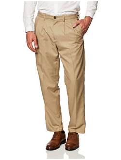 Men's Expandable Waist Pleated Work Dress Pants