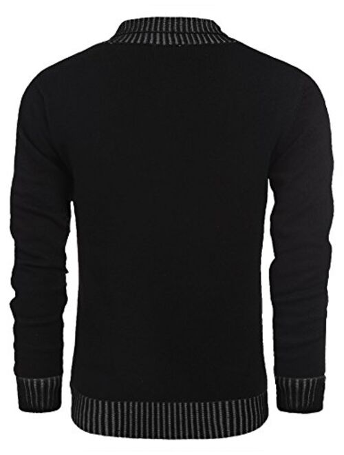 COOFANDY Men's Knitted Sweaters Casual V-Neck Slim Fit Pullover Knitwear