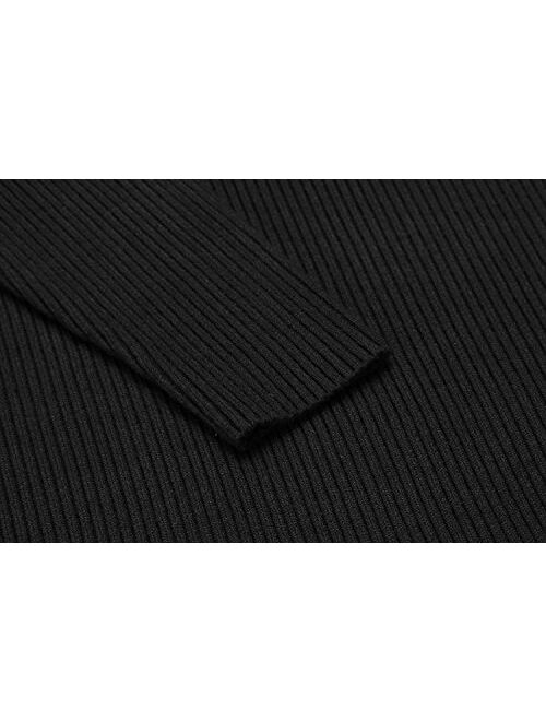 JINIDU Men's Thermal Ribbed Turtleneck Slim Fit Casual Knitted Pullover Sweater