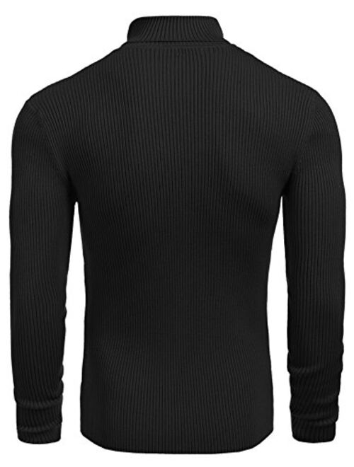 JINIDU Men's Thermal Ribbed Turtleneck Slim Fit Casual Knitted Pullover Sweater