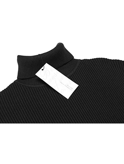 JINIDU Men's Thermal Ribbed Turtleneck Slim Fit Casual Knitted Pullover Sweater