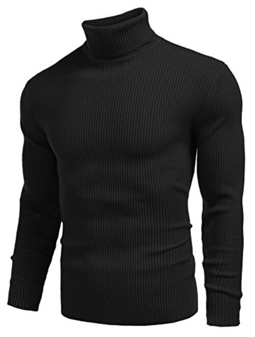 JINIDU Men's Thermal Ribbed Turtleneck Slim Fit Casual Knitted Pullover Sweater