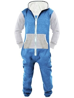 Mens Jumpsuit Non Footed Pajama Unisex One Piece Playsuit Adult Onesie With Hood
