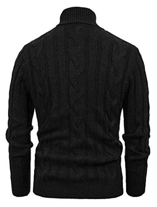 PJ PAUL JONES Men's Casual Turtleneck Sweaters Cable Knit Thermal Pullover Sweater