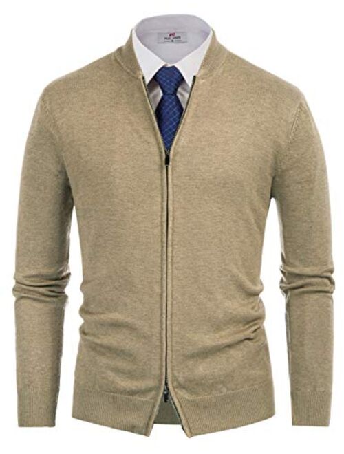 Buy PJ PAUL JONES Mens Casual 2-way Zip Cardingan Sweater Stand 