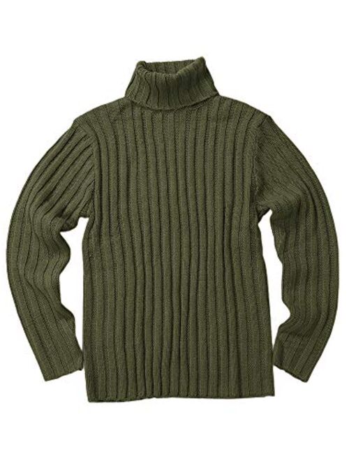 Mens Sweaters Turtleneck Cable Knitted Pullover Long Sleeve Slim Fit Chunky Casual Fall Winter Warm Cardigans