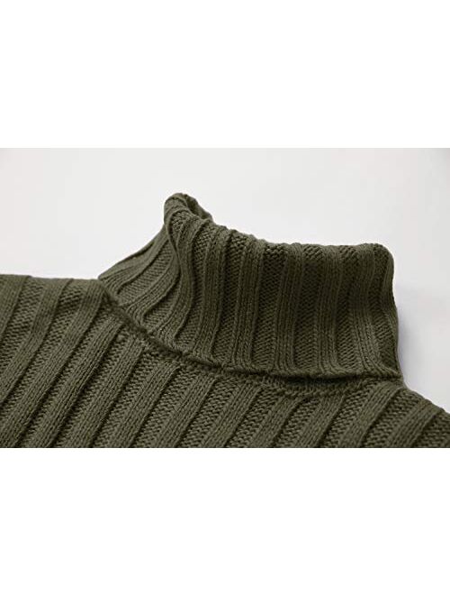 Mens Sweaters Turtleneck Cable Knitted Pullover Long Sleeve Slim Fit Chunky Casual Fall Winter Warm Cardigans