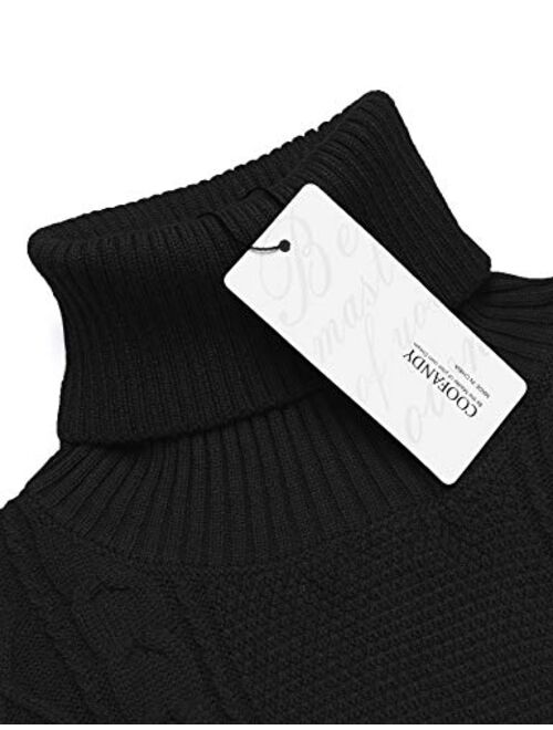 COOFANDY Men's Slim fit Turtleneck Sweater Casual Cable Knitted Pullover Sweaters
