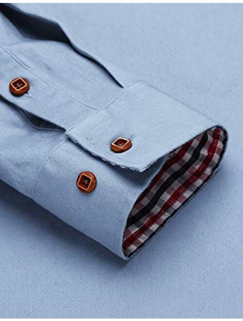 COOFANDY Men's Casual Long Sleeve Dress Shirt Denim Button Down Shirts