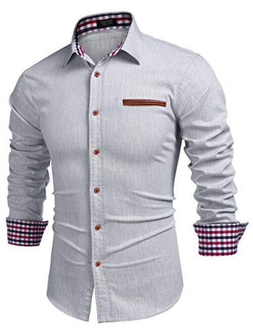 COOFANDY Men's Business Dress Shirt Long Sleeve Regular Fit Fashion Shirt Cotton Casual Button Down Shirt 