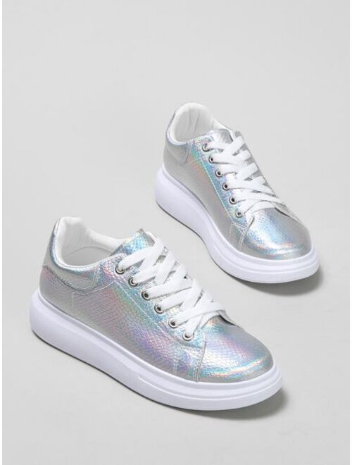 Shein Snakeskin Embossed Holographic Skate Shoes