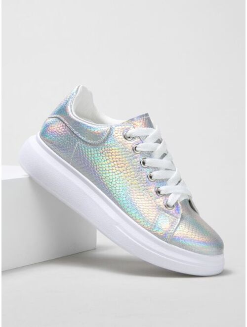 Shein Snakeskin Embossed Holographic Skate Shoes