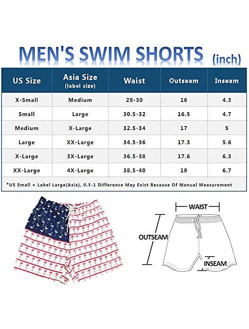 SILKWORLD Men's Swim Trunks Quick Dry Athletic Swimwear Shorts with Mesh Lining and Pockets Swim Shorts